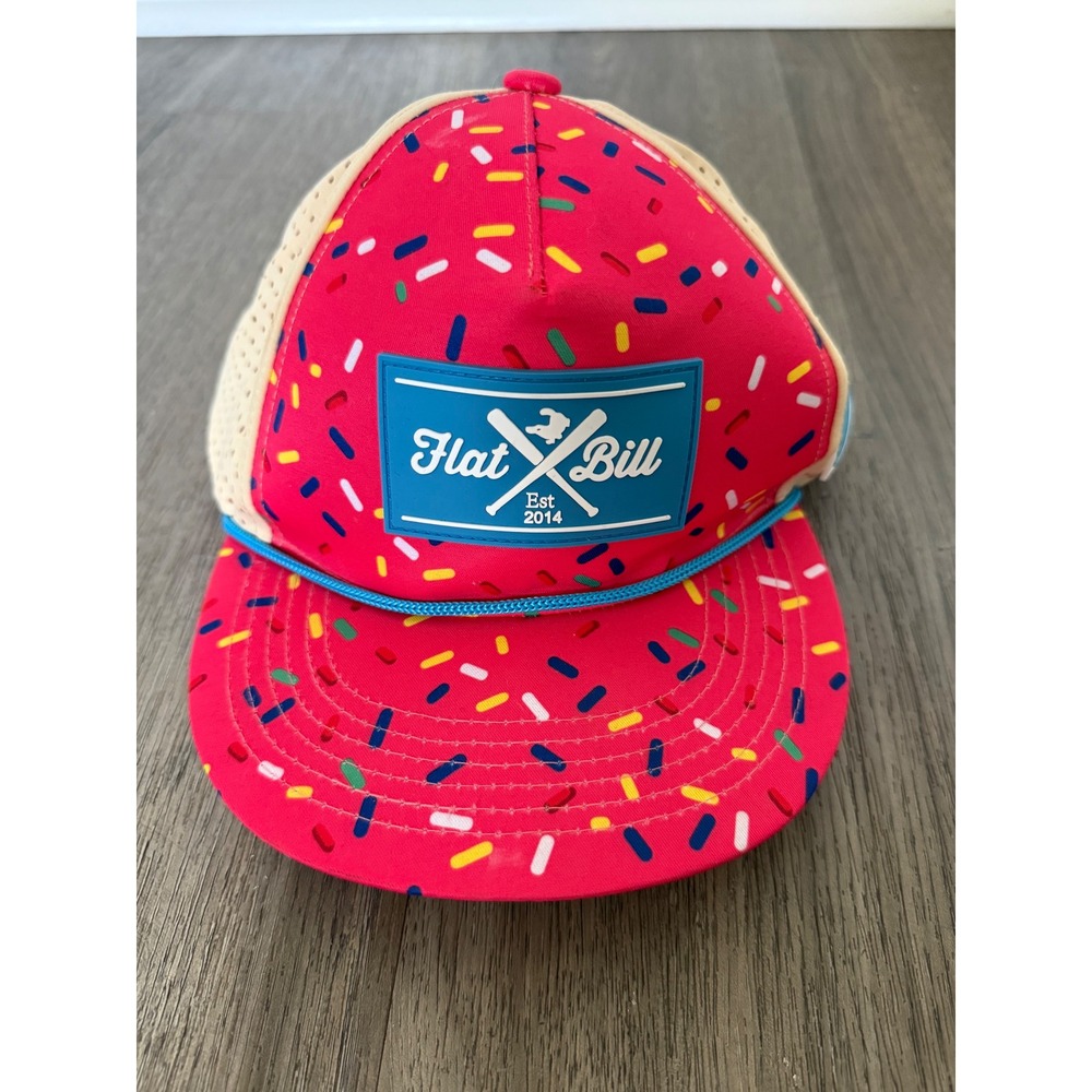 Flat Bill Sprinkle Print Rope Snapback Trucker Hat Adjustable Pink